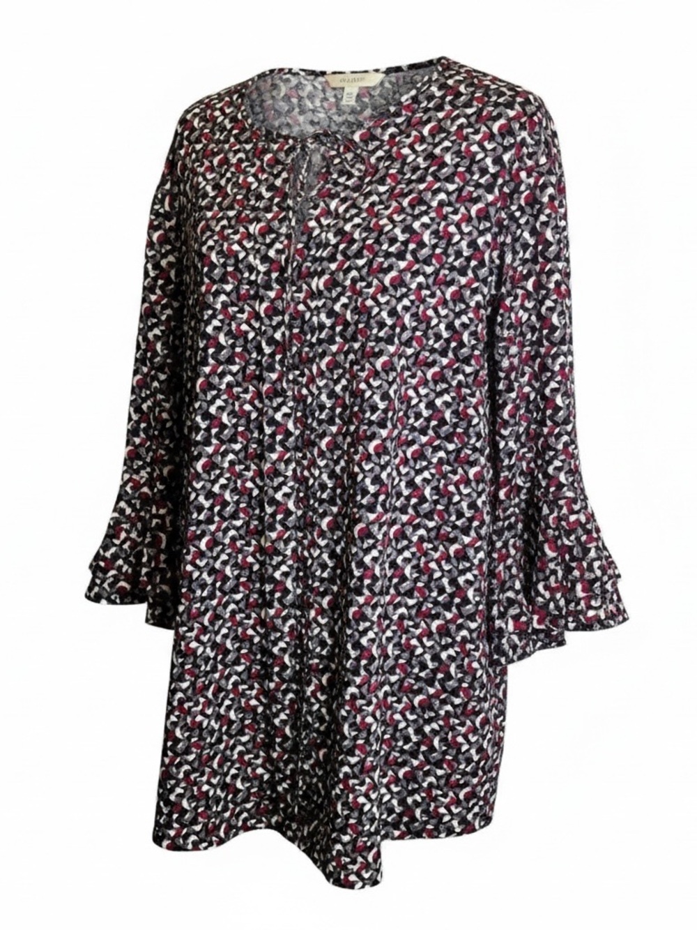 LRL Lauren Ralph Lauren Print Tunic Top Size 3x Loose Fit Ruffle  Sleeves